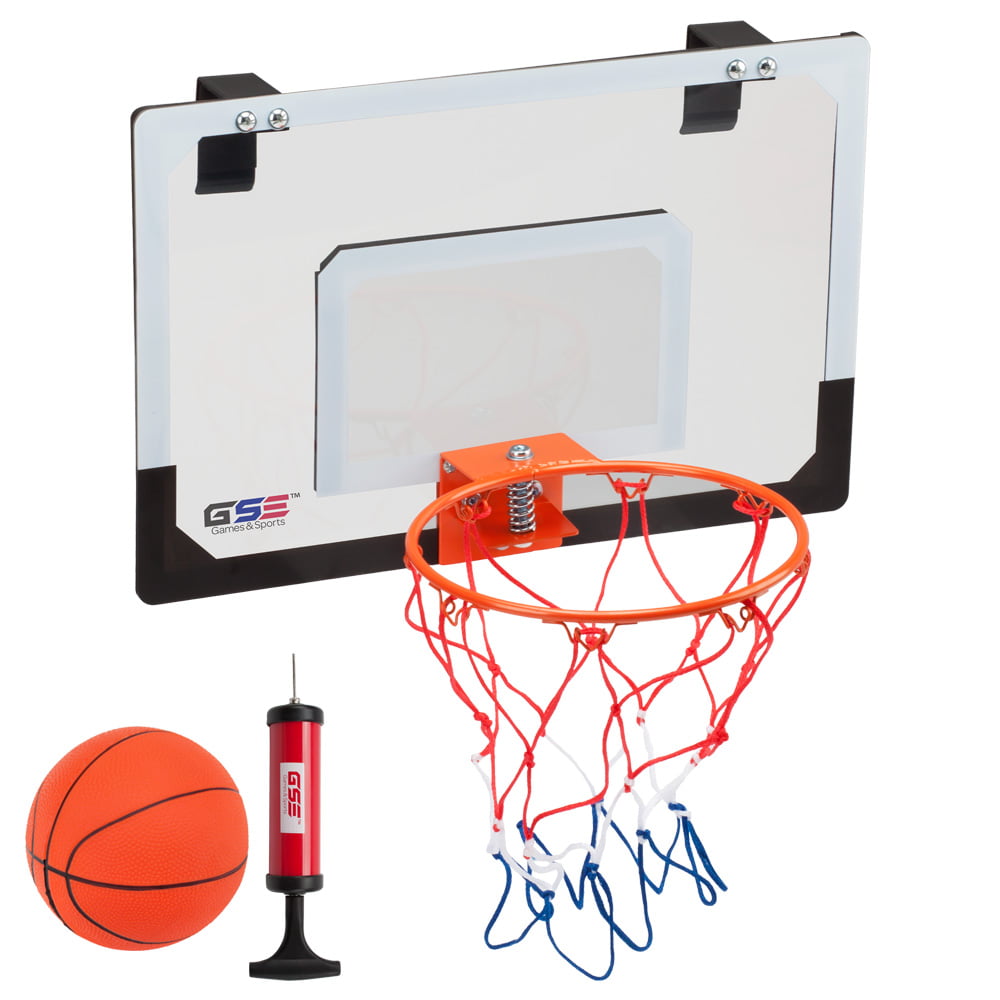 GSE Games and Sports Expert over-the-Door Pro Basketball Hoop Backboard System with Basketball and Pump for Home and Office (Mini)