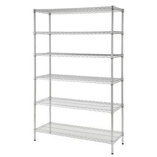 HDX 6-Tier Commercial Grade Heavy Duty Steel Wire Shelving Unit in Chrome (48 in. W x 72 in. H x 18 in. D) 525441