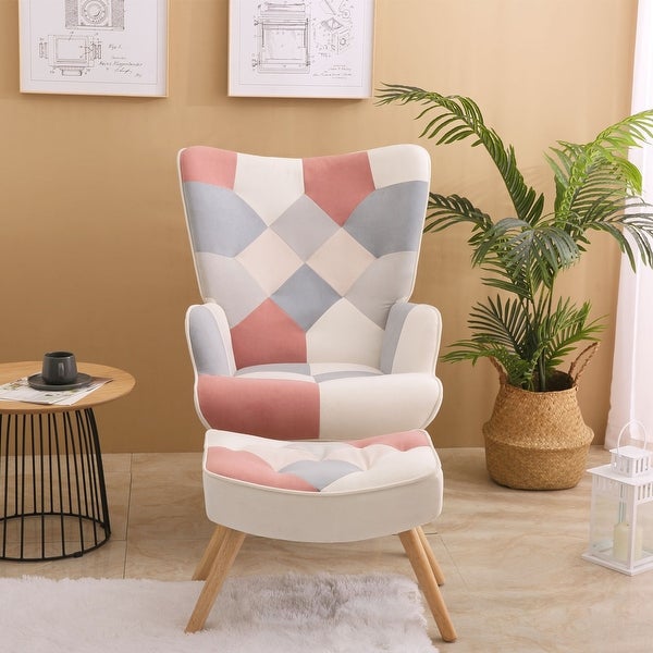 Accent Chair with Ottoman， Living Room Chair and Ottoman Set