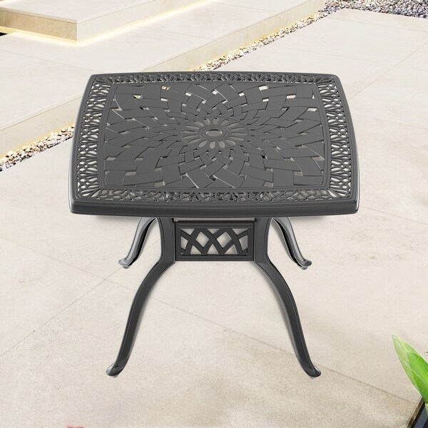 35.43 in. Black Square Cast Aluminum Outdoor Dining Table