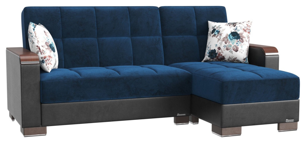 L Shape Sleeper Sofa  Square Tufted Seat   Contemporary   Sleeper Sofas   by Decorn  Houzz