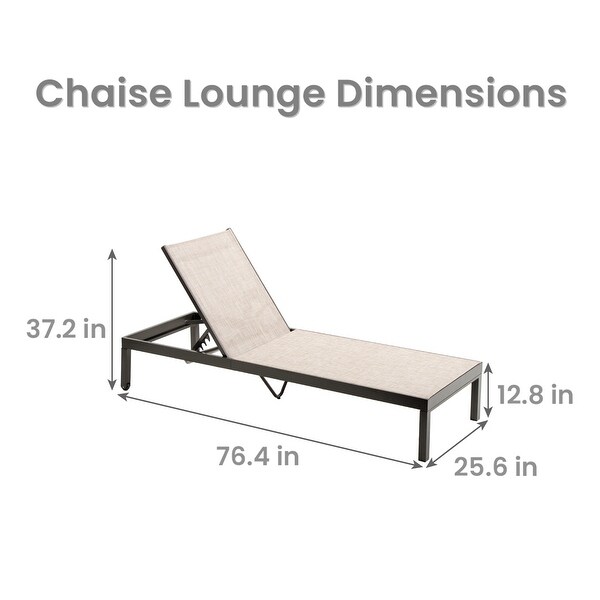 2PCS Outdoor Aluminum Adjustable Chaise Lounge Chairs with Wheels - 76.4