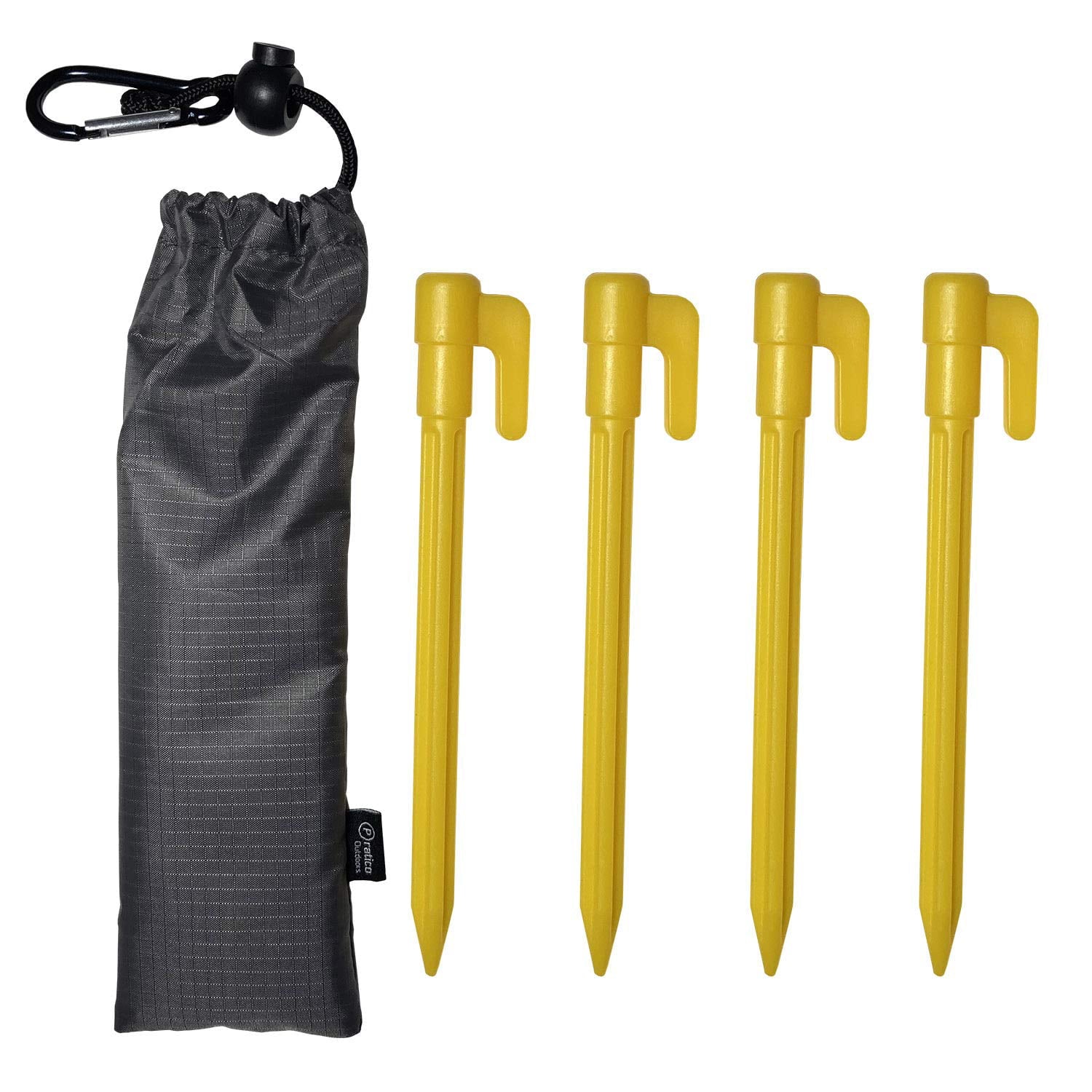 Pratico Outdoors Plastic Stakes for Tents and Blankets, 4 Pack