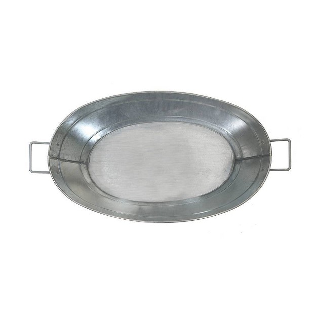 Oval Galvanized Tub With 2 Side Handles Steel Achla Designs