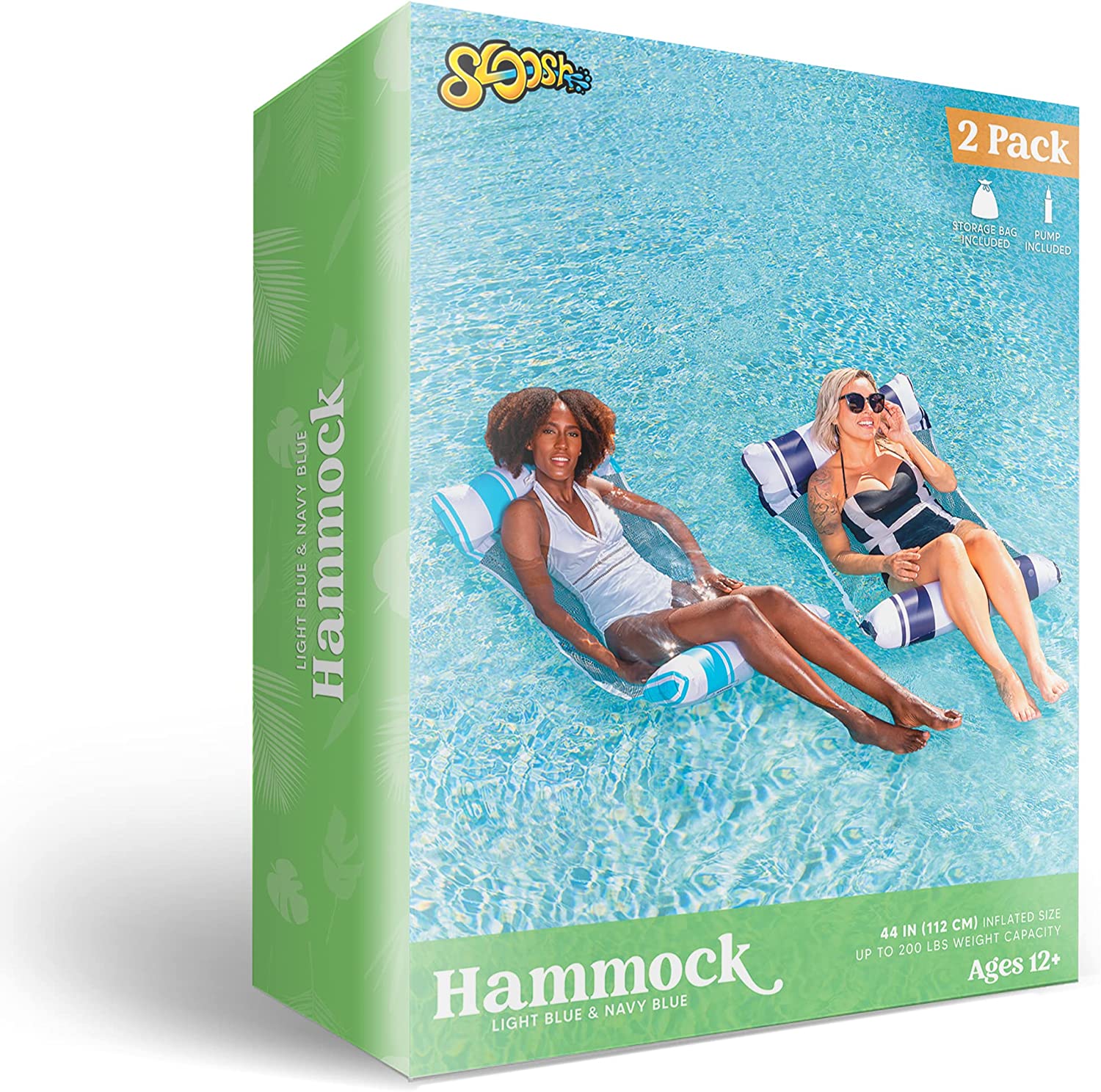 Clearance - Hammock Pool float with Storage Bag and Pump, 2 Pcs