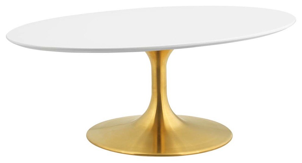 Modern Deco Coffee Table  Metal Steel Wood  Gold White   Midcentury   Coffee Tables   by House Bound  Houzz