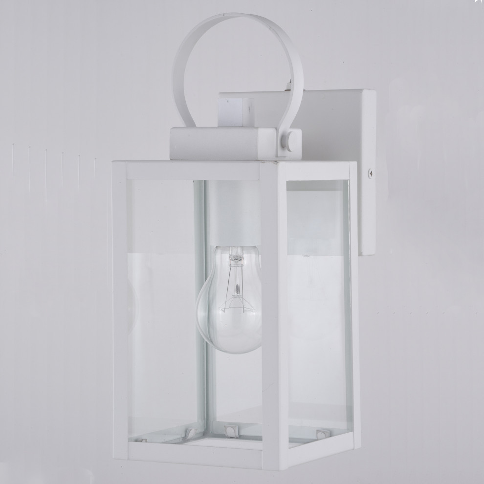 Medinah 1 Light Dusk to Dawn Outdoor Wall Lantern Clear Glass   Transitional   Outdoor Wall Lights And Sconces   by Vaxcel  Houzz