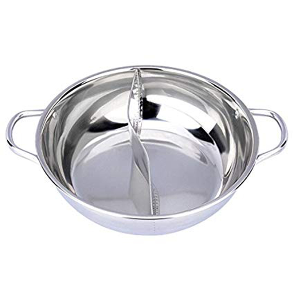 Dual Sided Stainless Steel Hot Pot Yuanyang Pot Shabu Shabu Yin Yang Chafing Dish Cookware for Home Kitchen