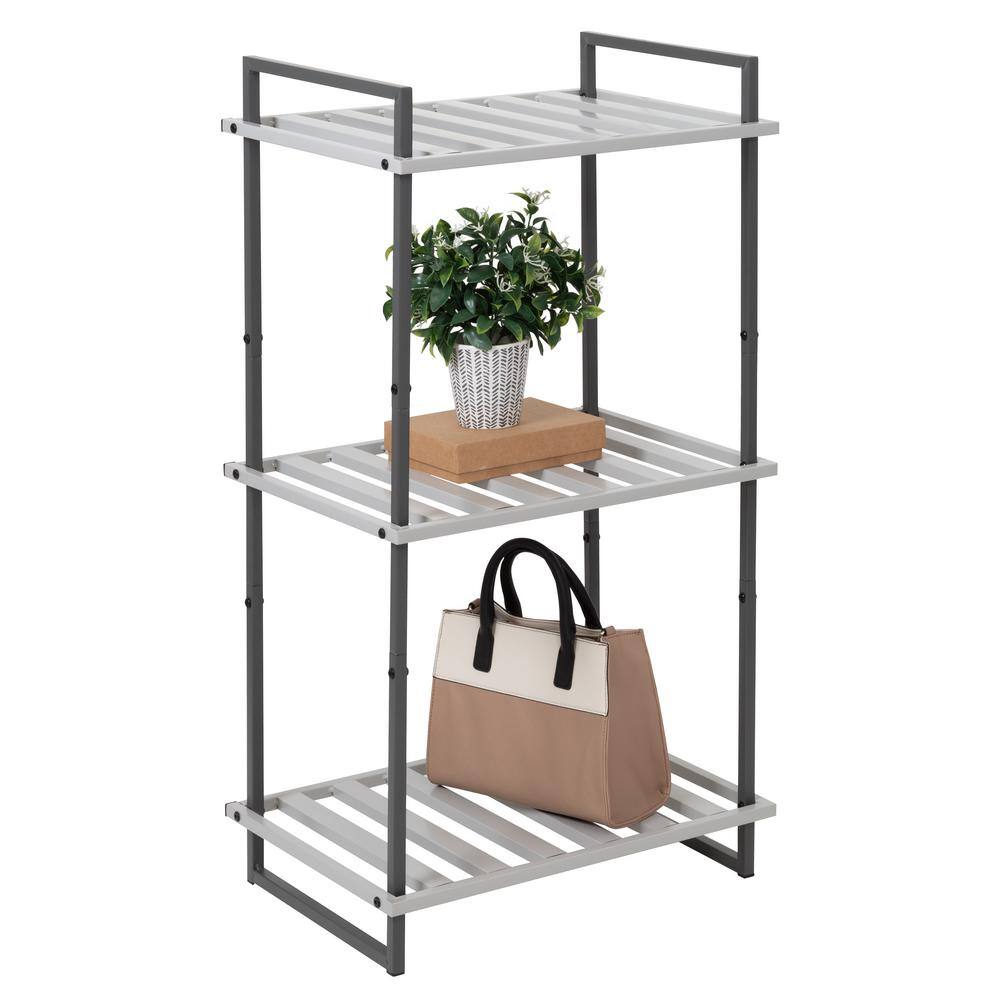 Honey-Can-Do Gray 3-Tier Tubular Steel Shelving Unit (20 in. W x 37.5 in. H x 15 in. D) SHF-09129