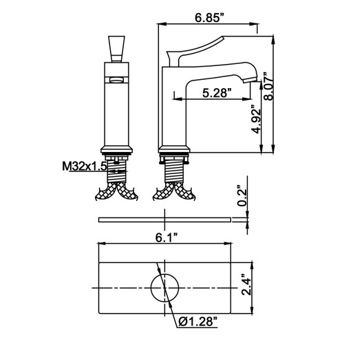 Single Hole Single Handle Bathroom Faucet with Mat...