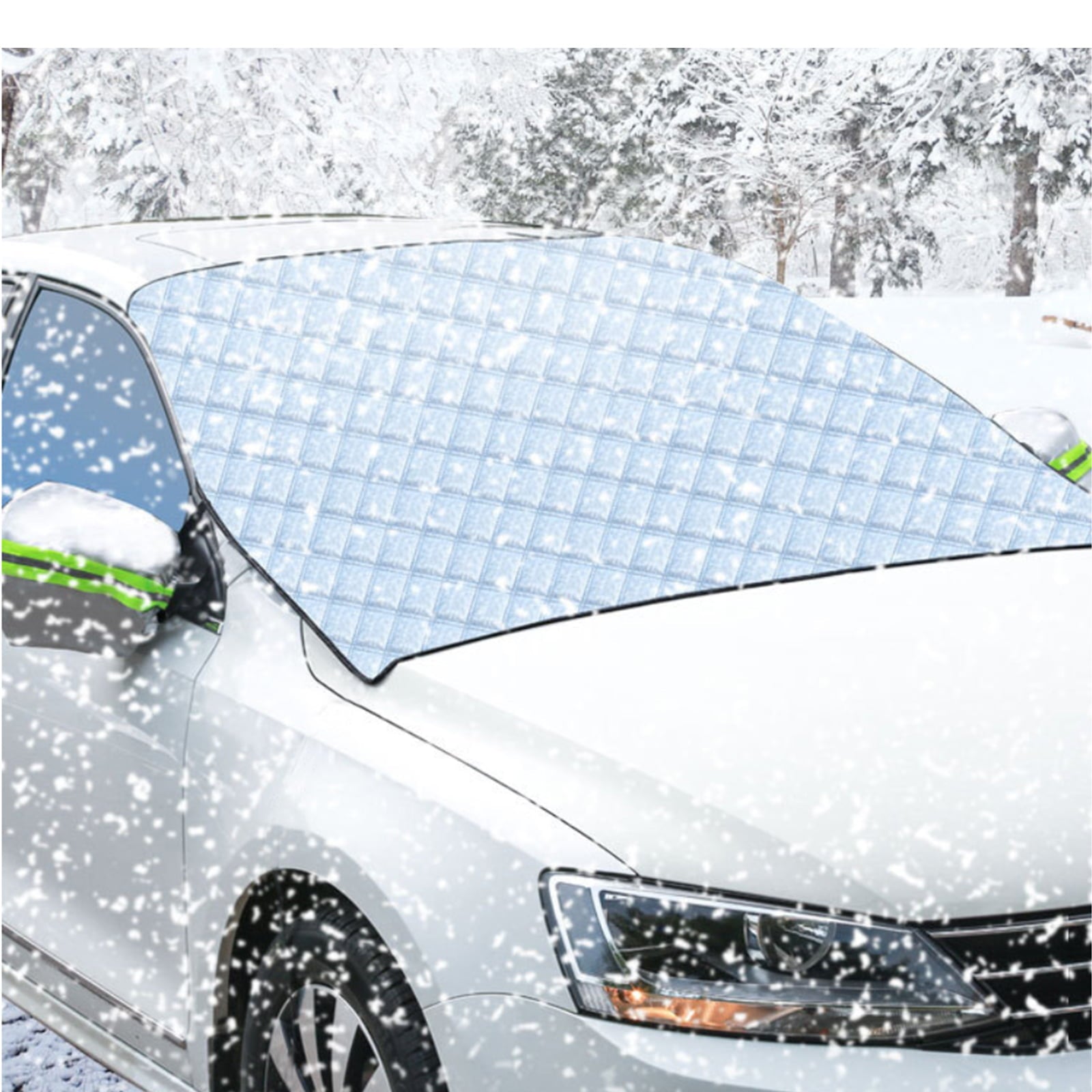 CGACOL Car Windshield Snow Cover Windshield Winter Cover Large 5 Layers Thickness Snow Protector Covers Sun Shade with Side Mirrors Cover for Snow Ice Sun Frost Protection， 63