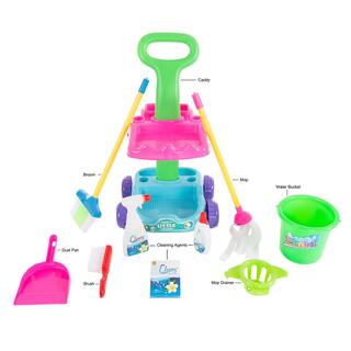 Hey! Play! Pretend Play Cleaning Set and Caddy on Wheels HW3300001