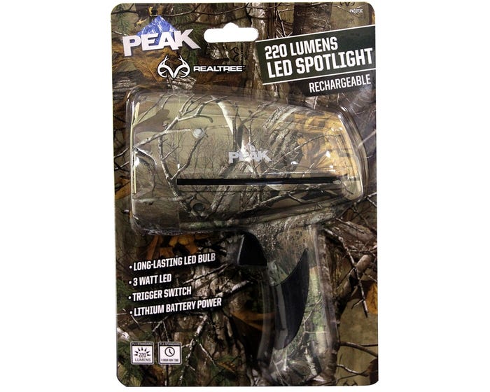 Peak 220 Lumens Realtree Camo LED Rechargeable Spotlight - PKC0T3C