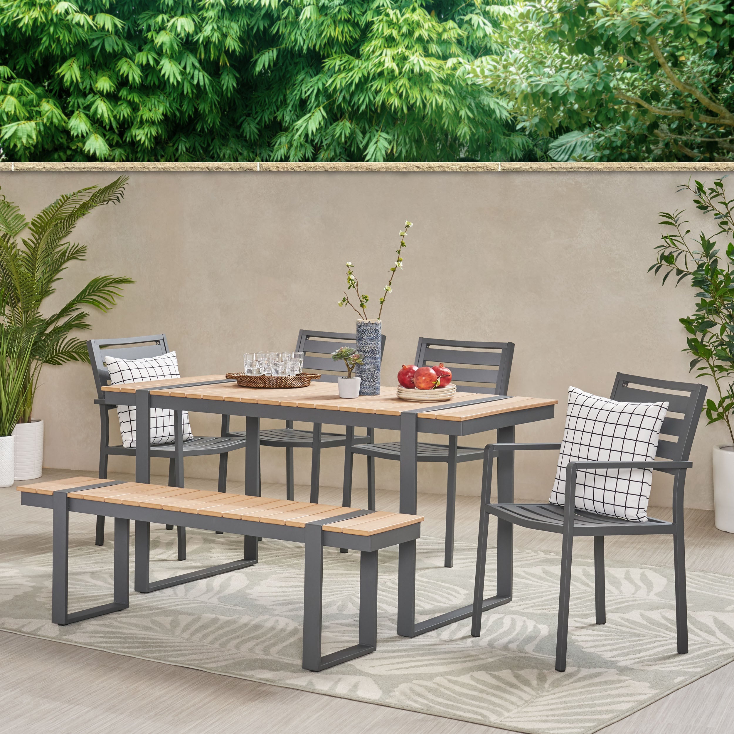 Caney Outdoor 6 Piece Aluminum Dining Set