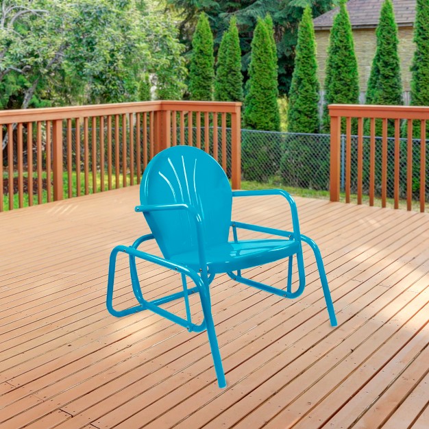 Northlight Outdoor Retro Metal Tulip Glider Patio Chair Sky Blue