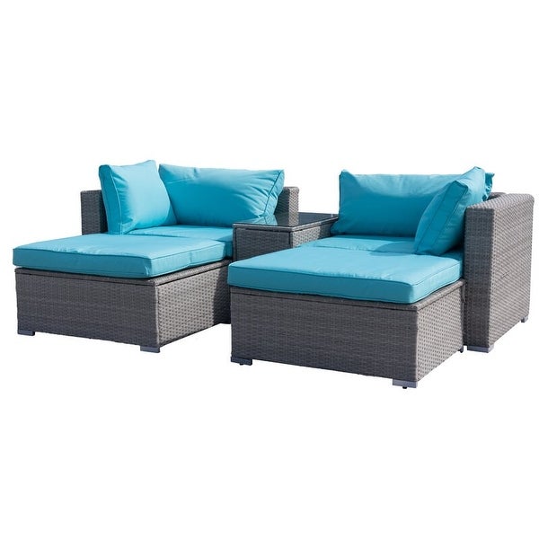 Wicker/rattan 5-Piece Patio Seating Group Conversation Set With Cushions - Overstock - 35752991