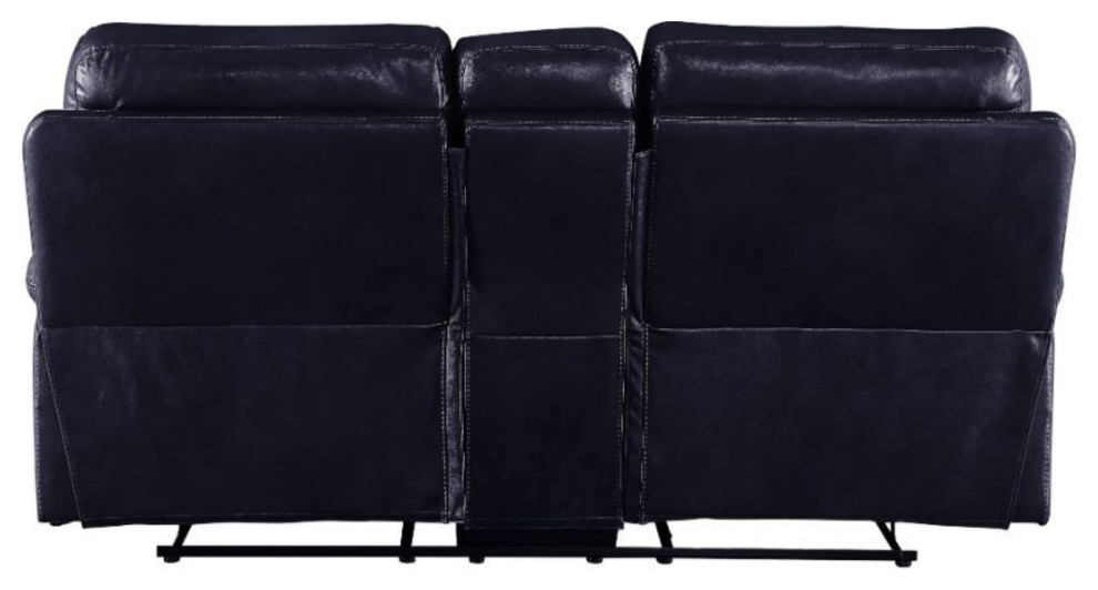 Ergode Loveseat With Console  Motion Navy Leather Gel Match   Contemporary   Loveseats   by VirVentures  Houzz