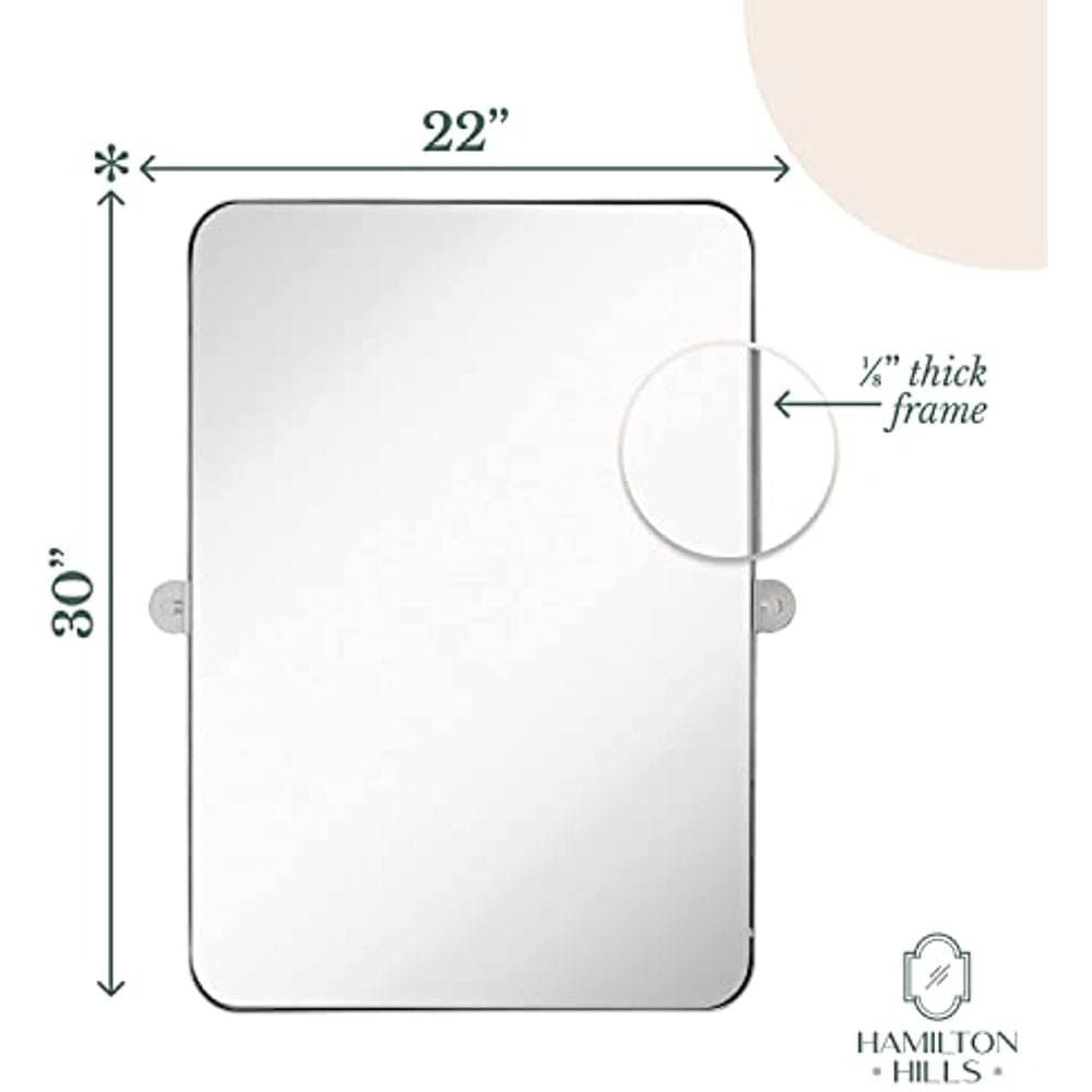 Polished Silver Metal Surrounded Round Pivot Mirror 22