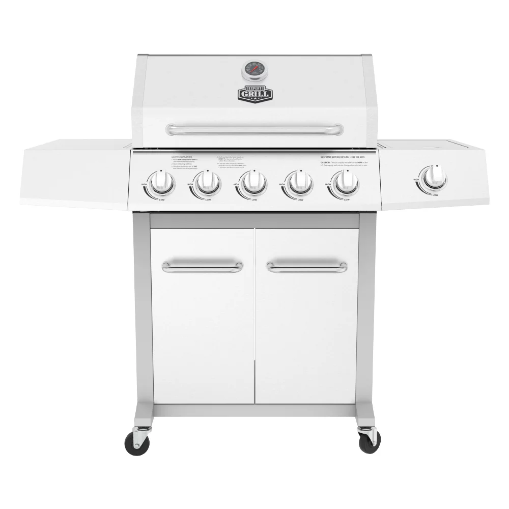 Expert Grill 5 Burner Propane Gas Grill with Side Burner， 62，000 BTUs， 651 Sq. In. Total Cooking Area， Stainless Steel