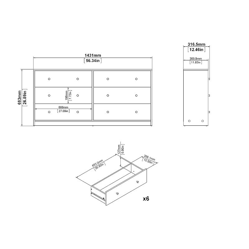 Tvilum Portland 6-Drawer Double Dresser