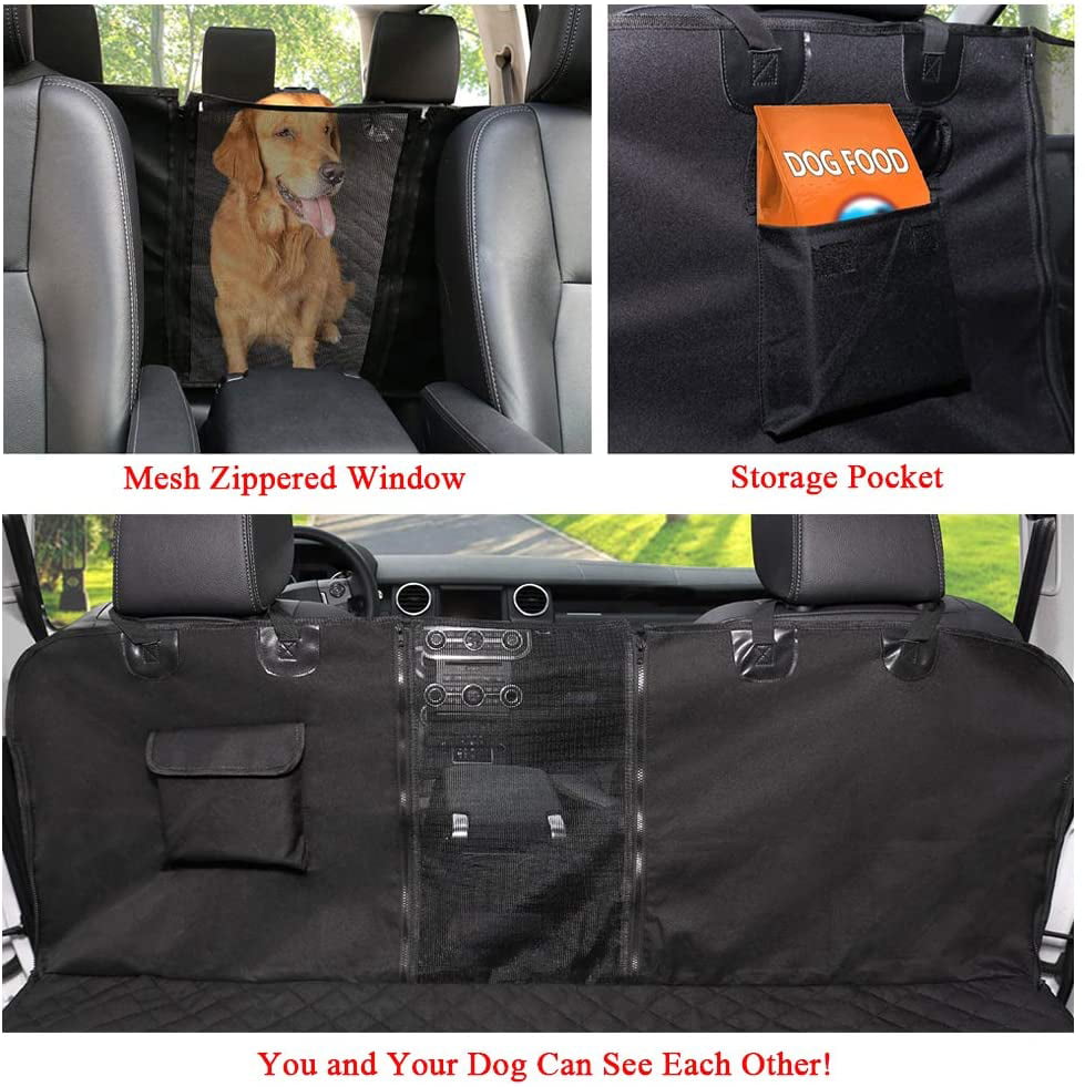 Dog Car Seat Covers with Mesh Window， Waterproof Dog Cover Back Seat， Scratchproof Dog Car Hammock Dogs Protection Cover for Cars SUVs and Trucks