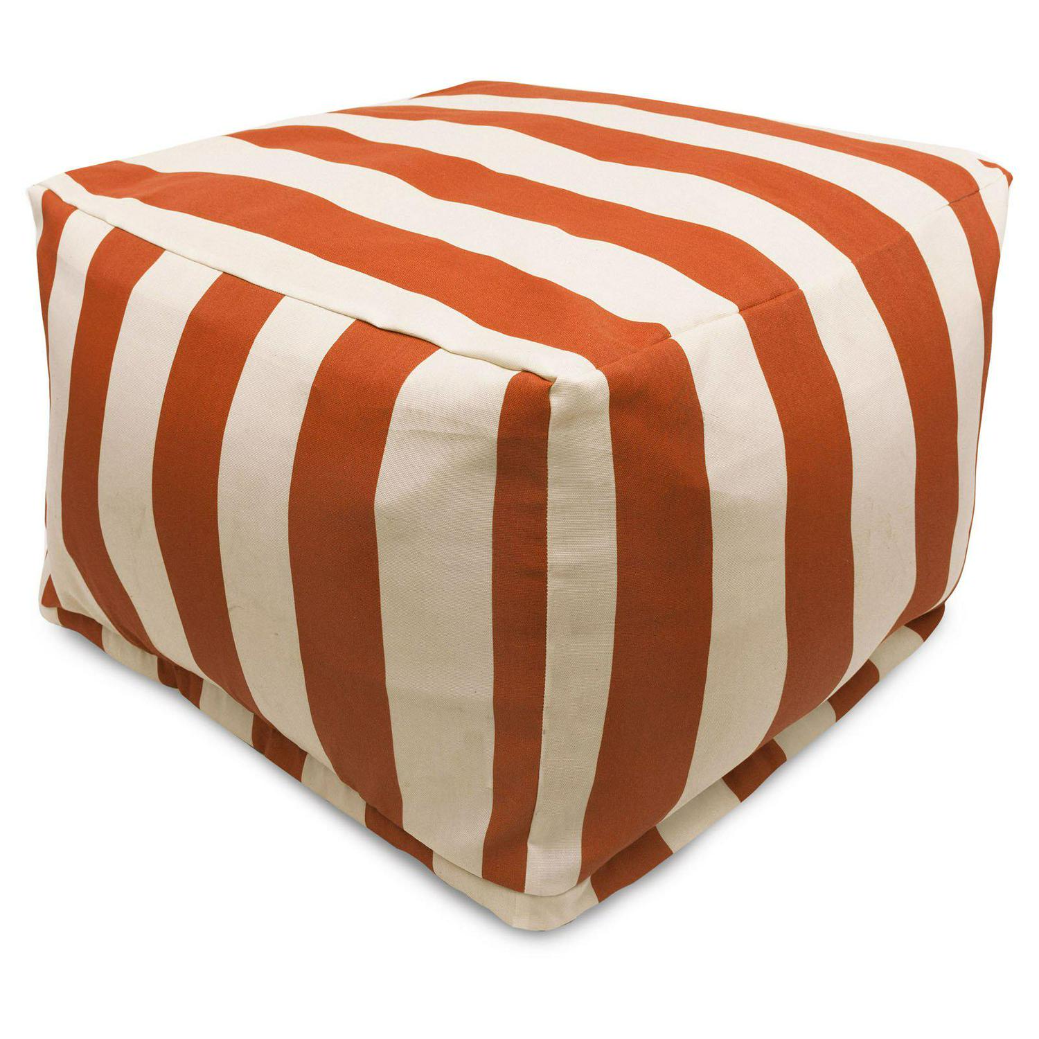 Majestic Home Goods Vertical Stripe Indoor / Outdoor Fabric Ottoman