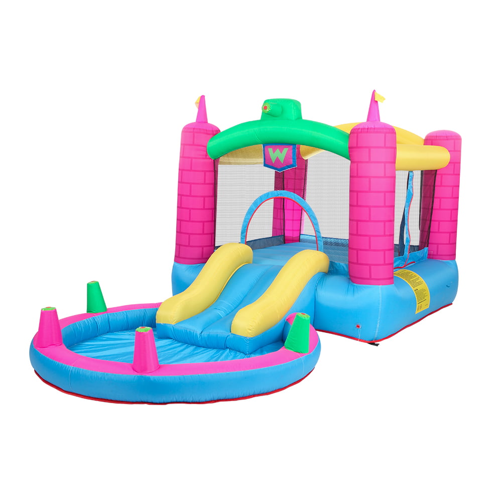 SalonMore Inflatable Bounce House with Blower,Pool & Water Slide & Splash,Multi-color Tank