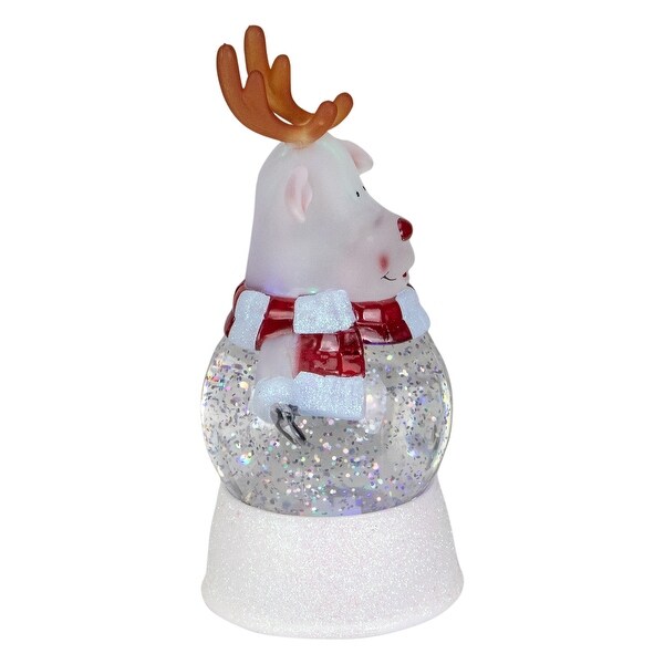 8.25 Reindeer LED Swirling Glitter Water Globe Christmas Table Decor