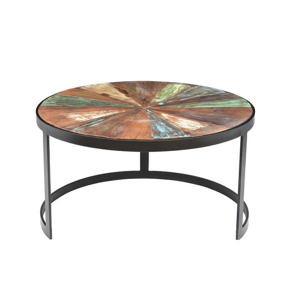 Delian Round coffee table with black legs- Set of 2 - 33