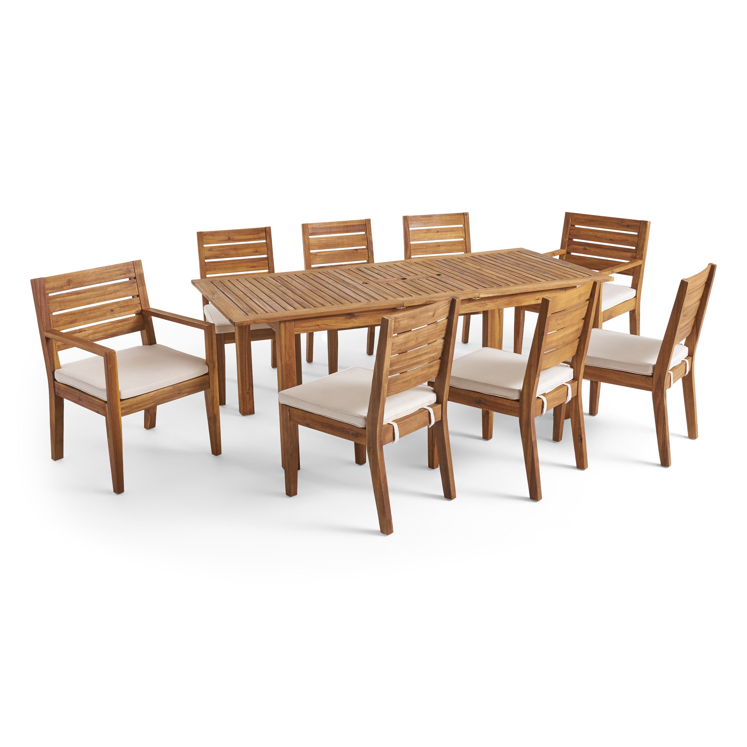 Maddox Outdoor 6-Seater Acacia Wood Expandable Dining Set