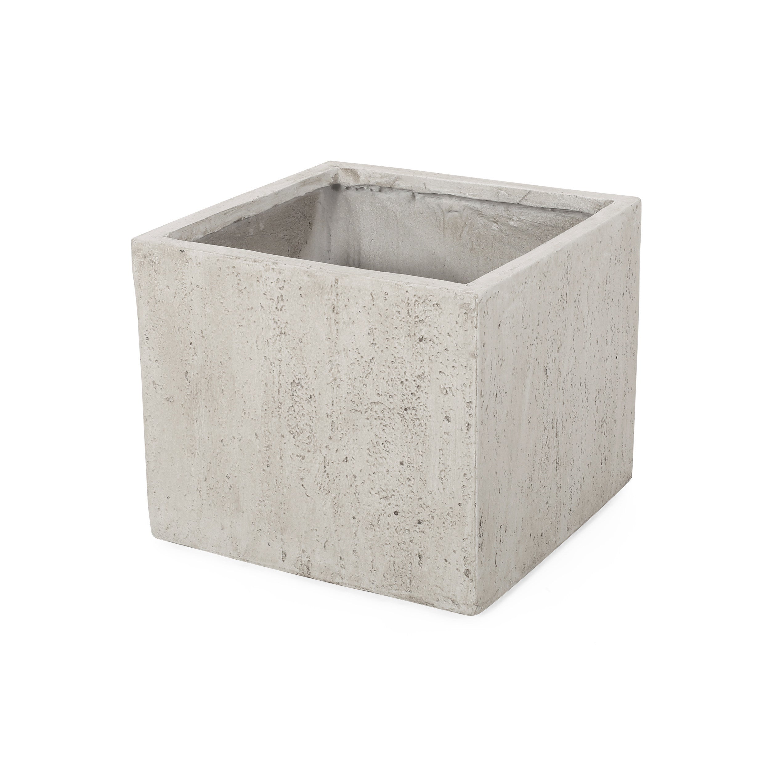 Fardeen Outdoor Modern Cast Stone Square Planters (Set of 2)