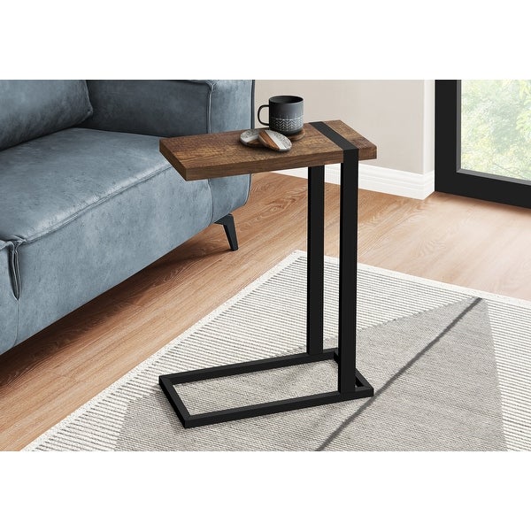 Modern C- Shaped Accent Table Reclaimed Wood-Look / Black Metal - 19.25