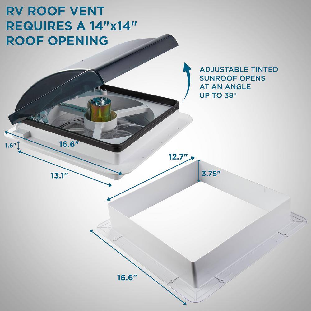 HIKE CREW 14 in. RV Roof Vent Fan - 12V Motorhome Vent Fan Intake and Exhaust HCRVF14S