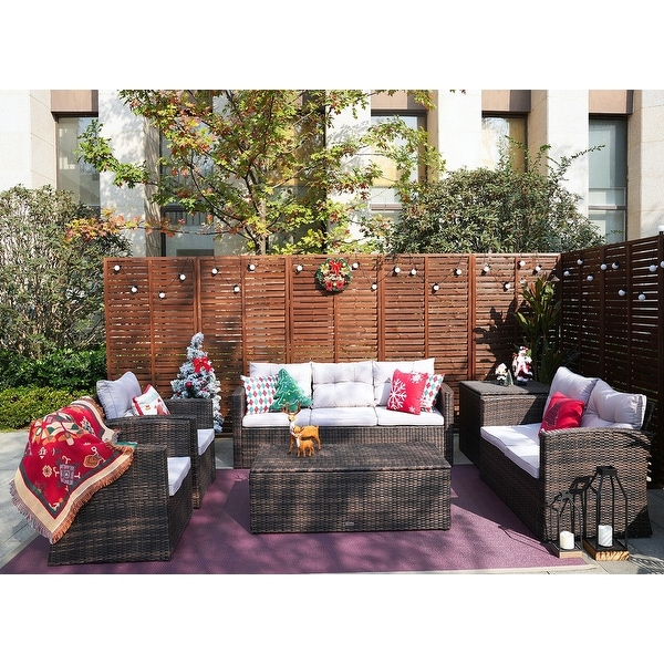 Martinka Outdoor Garden 6Piece Rattan Wicker Sectional Set