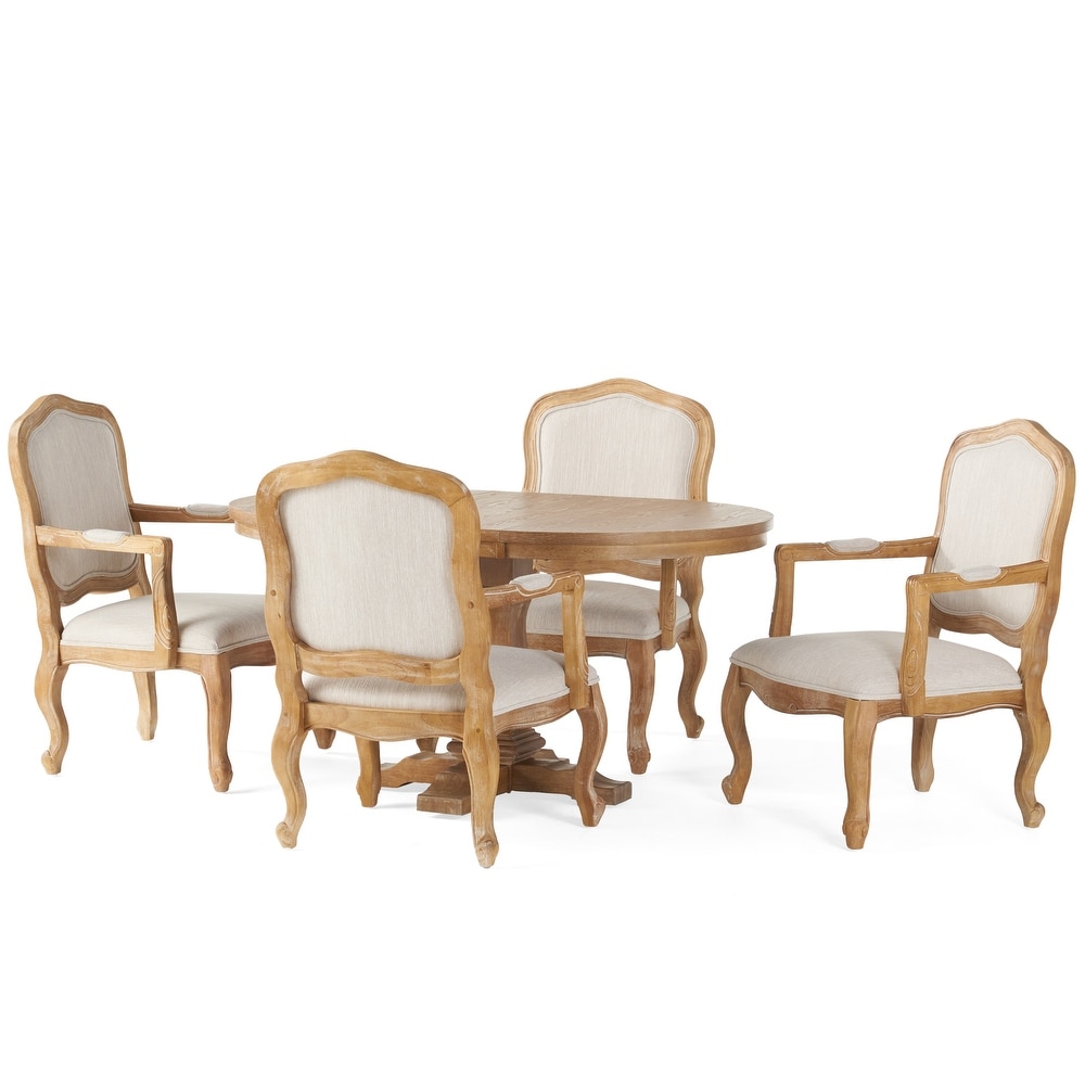 Andrea Fabric and Rubberwood Dining Set by Christopher Knight Home