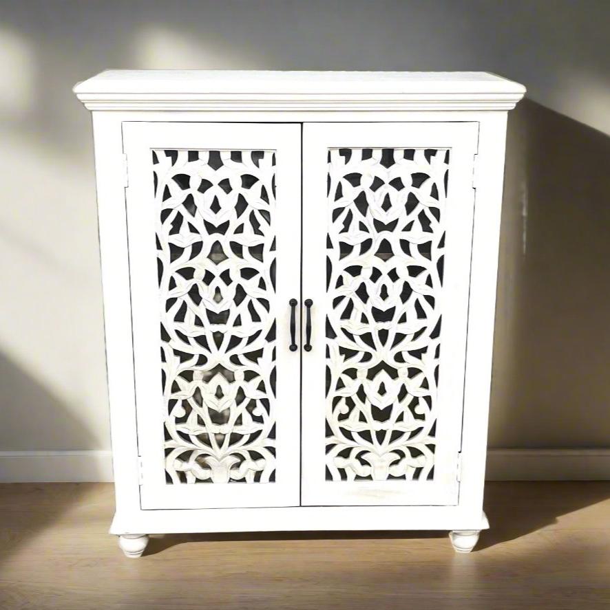 Lunar Carved White Sideboard 40 2-Door