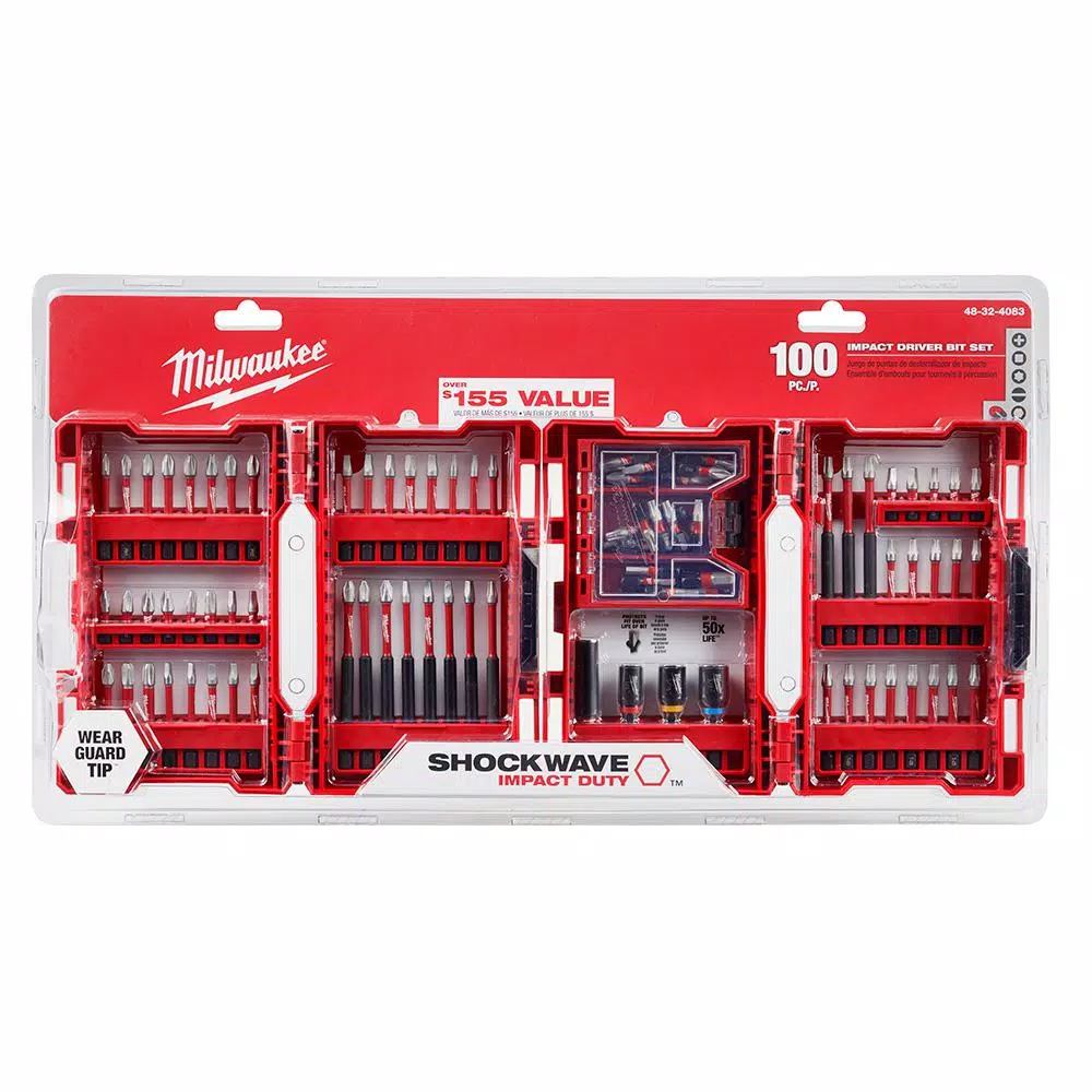 Milwaukee SHOCKWAVE Impact-Duty Alloy Steel Drill and Driver Bit Set (100-Piece) and#8211; XDC Depot