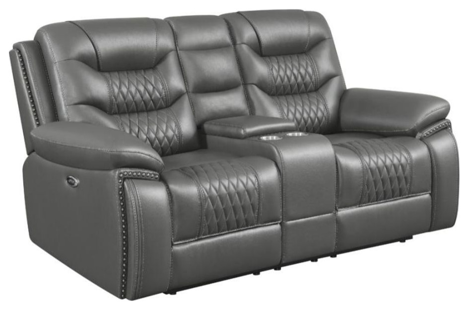 Upholstered Power Loveseat With Cup Holders  Charcoal   Contemporary   Loveseats   by Simple Relax  Houzz