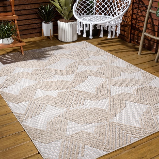 Jazz High low Pile Art Deco Geometric Indoor outdoor Area Rug Jonathan Y