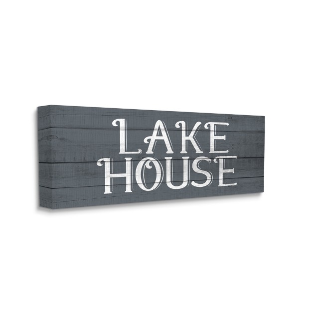 Stupell Industries Lake House Sign Blue White Planked Look