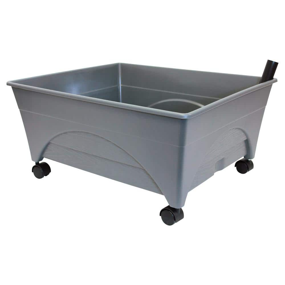 CITY PICKERS 24.5 in. x 20.5 in. Charcoal Gray Plastic Patio Raised Garden Bed Kit with Watering System and Casters 2346D