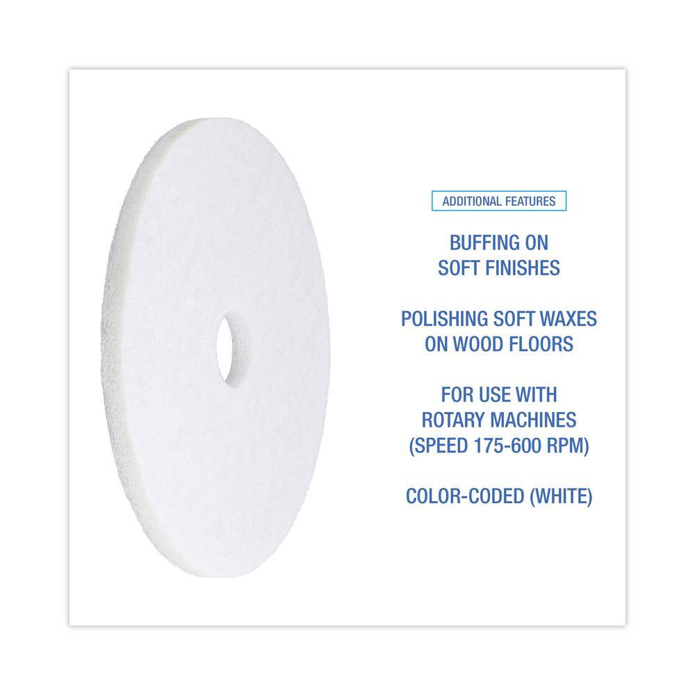 Boardwalk 19 in. Diameter White Polishing Floor Pads (5-Pack) BWK4019WHI