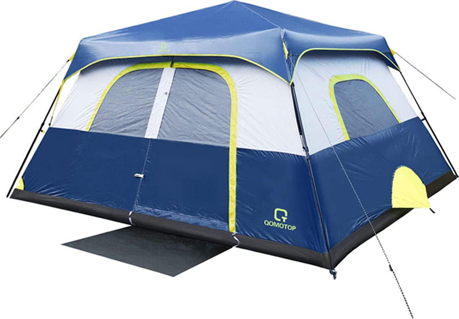 QOMOTOP 8 Person Camping Instant Tent 60 Seconds Set up Waterproof Tent Blue  Crowdfused