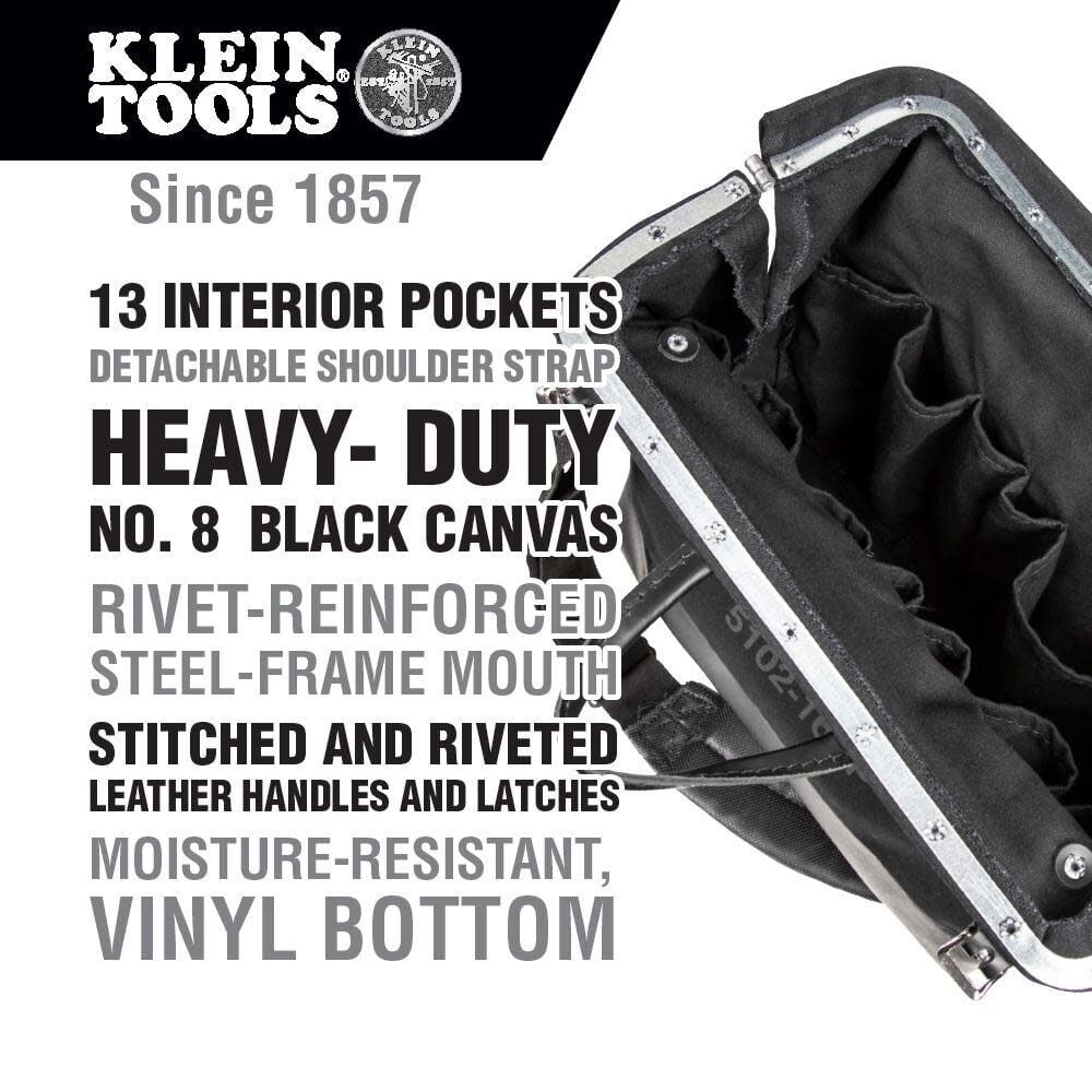 Klein Tools Deluxe Black Canvas Tool Bag 16-Inch 510216SPBLK from Klein Tools