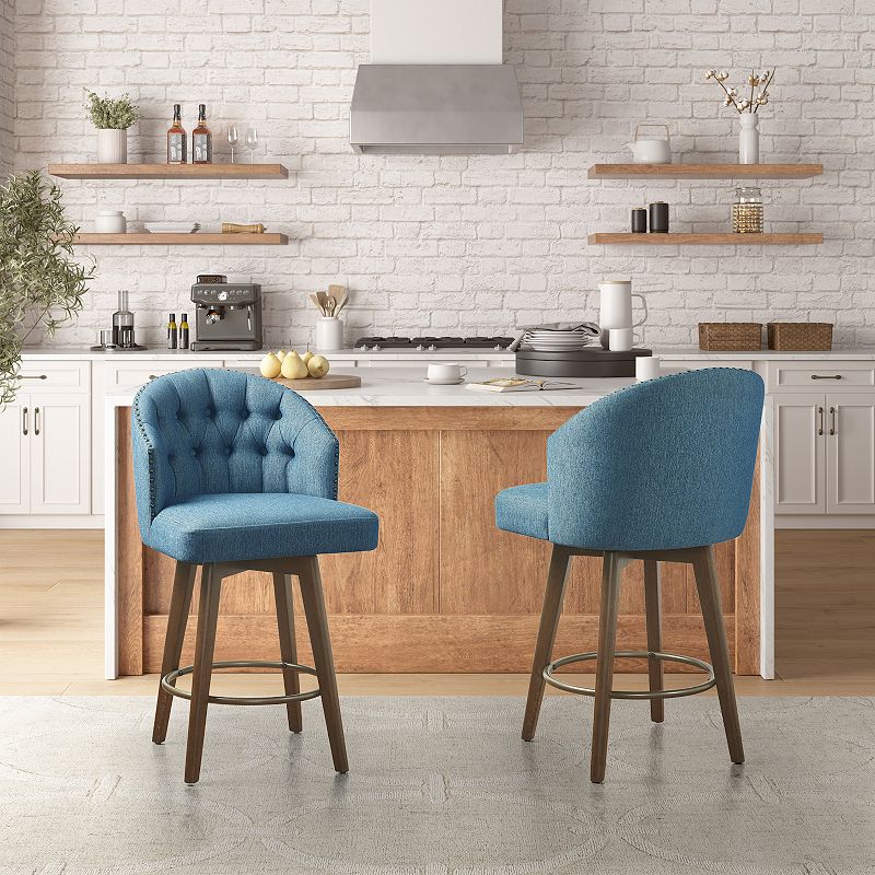 Madison Park Boyle 26-in. Upholstered 360 Degree Swivel Counter Stool