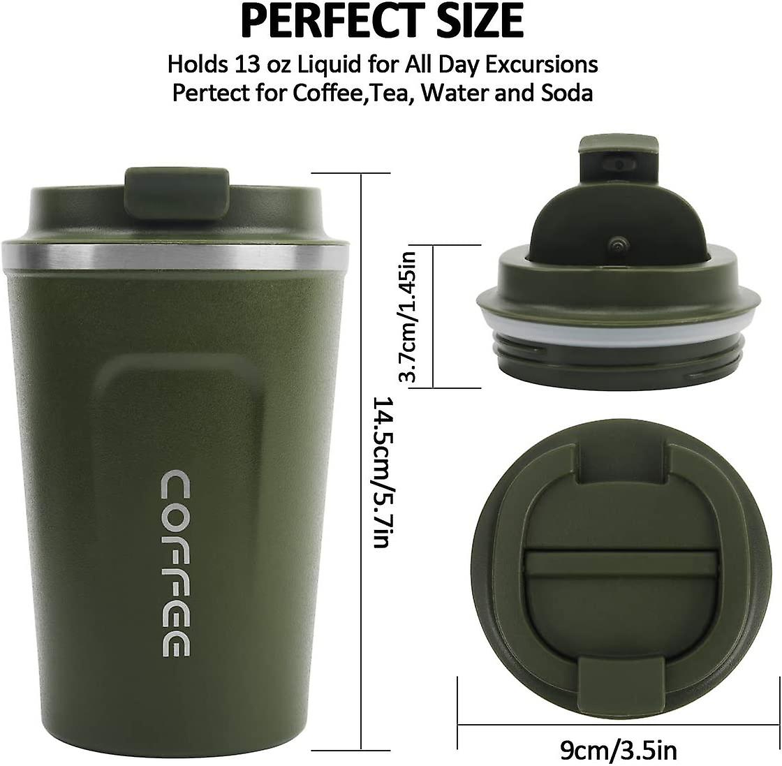 12 Oz Stainless Steel Vacuum Insulated Tumbler - Coffee Travel Mug Spill Proof With Lid - Thermos Cup For Keep Hot/ice Coffee，tea And Beer (green)