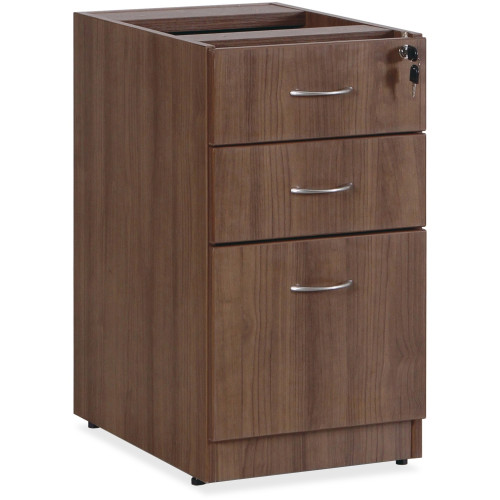 Lorell Essentials Walnut B/B/F Fixed Pedestal - 3-Drawer (69985)