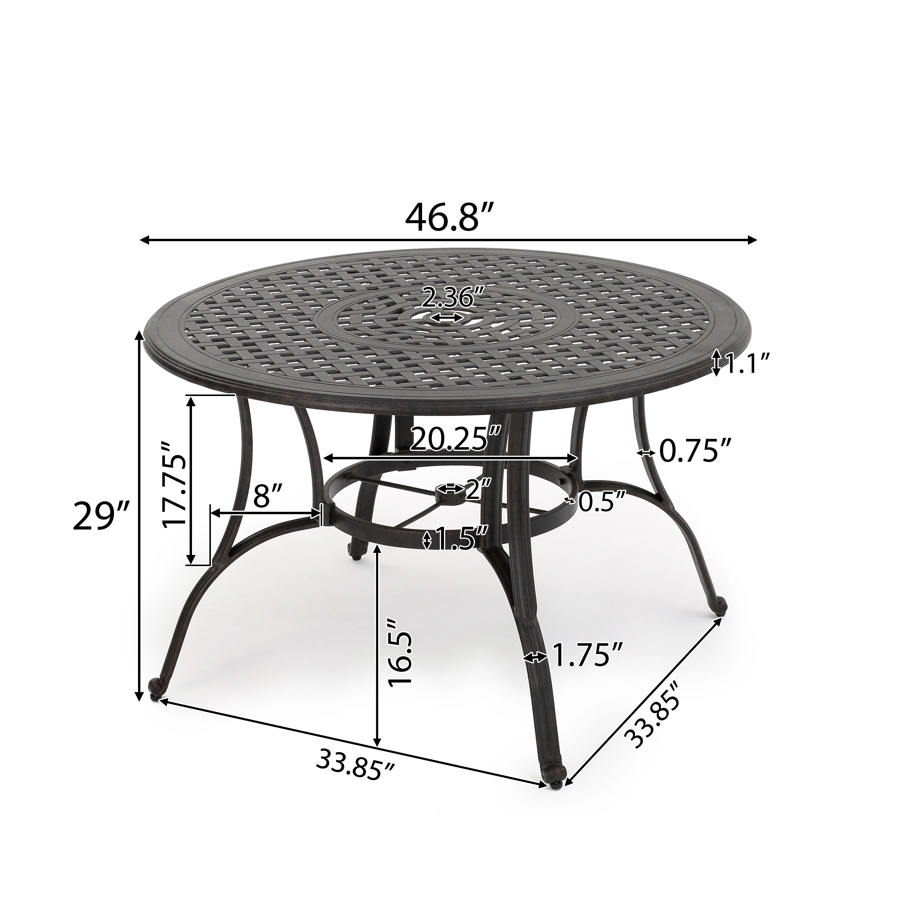 Calandra Outdoor 5 Piece Bronze Cast Aluminum Circular Dining Set