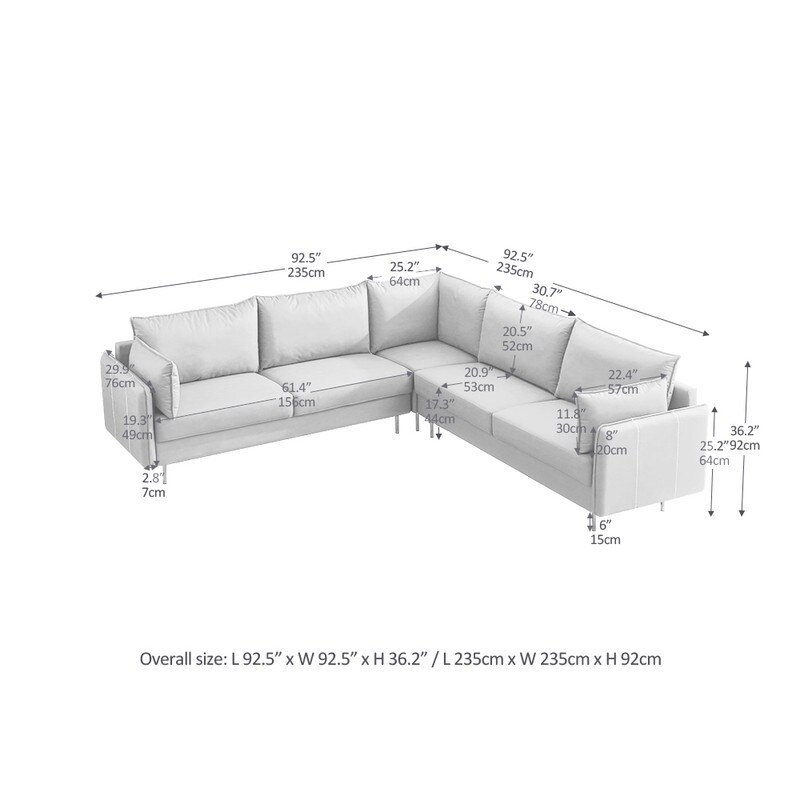 L Shaped Corner Technical Leather Sectional Sofa  92.5*92.5''