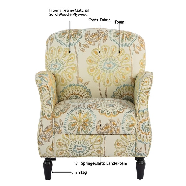 Accent Chair Armchair with Wood Legs， Fabric Upholstered Accent Chairs for Living Room Bedroom